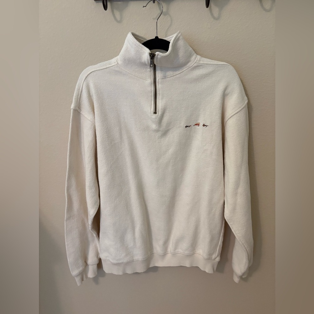 Men's Cream 1/4 Zip-Up Sweater